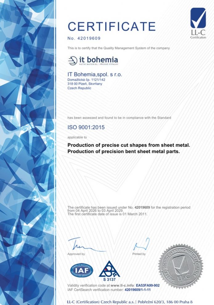 Certificate ISO 9001:2015
